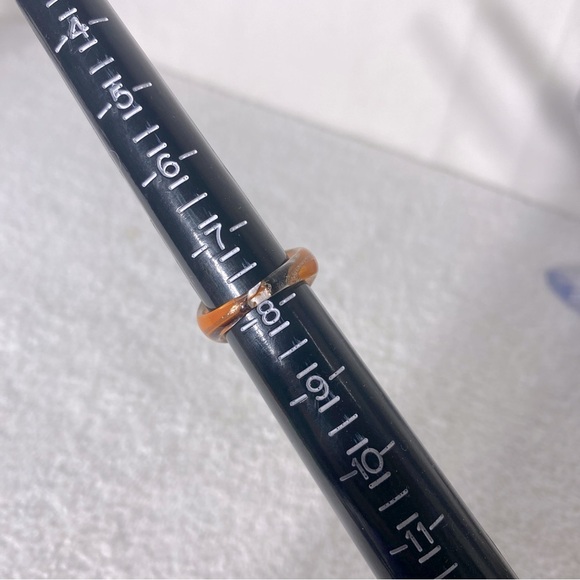 Vintage Art Glass Handmade Orange Black Gold Band Ring - Picture 10 of 11